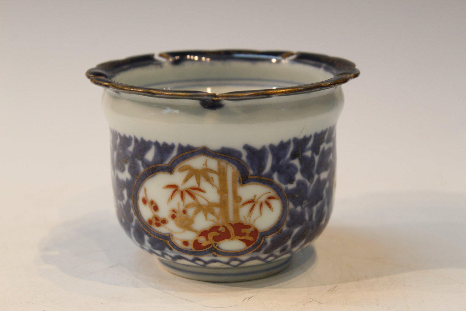 Japanese Blue and White Porcelain Cup: Japanese Blue and White Porcelain Cup. D 4.25".