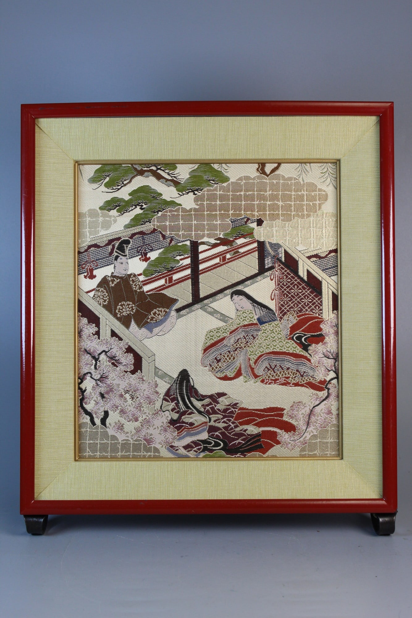 Japanese Brocade Textile, Framed. (1 of 7)