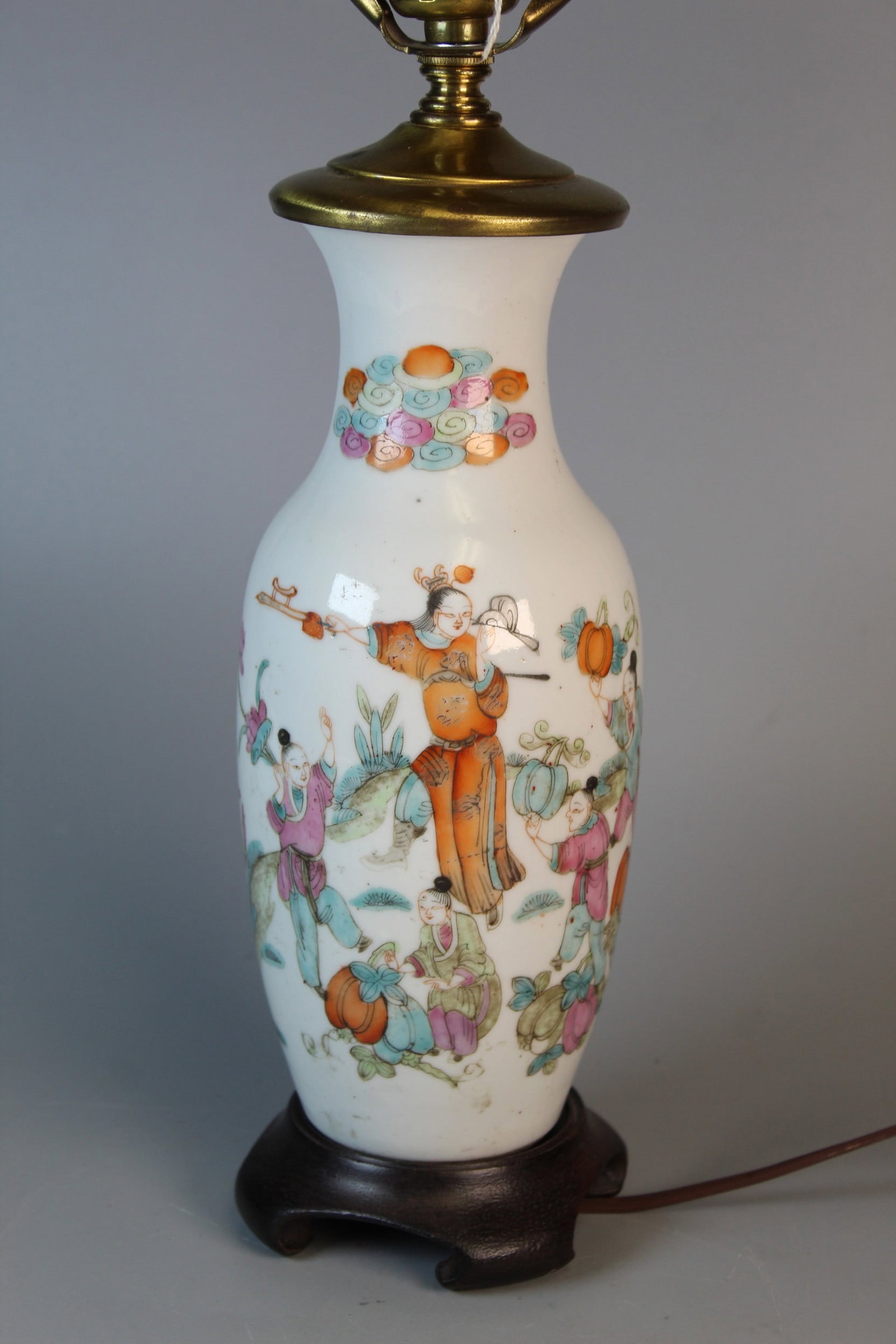Chinese Famille Rose Porcelain Vase Lamp (1 of 7)