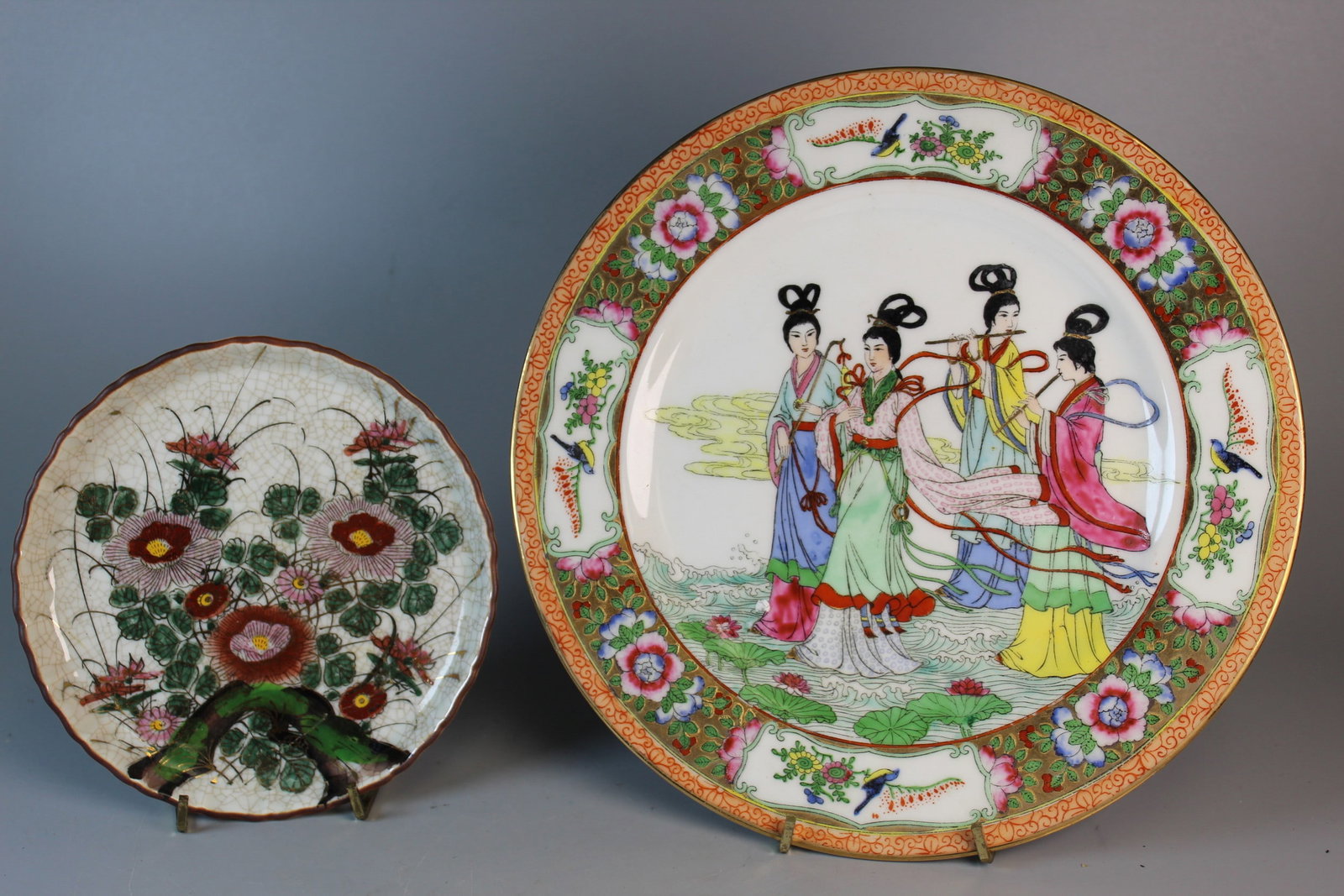 Two Chinese Porcelain Plates: Two Chinese Porcelain Plates. Larger diam 10".
