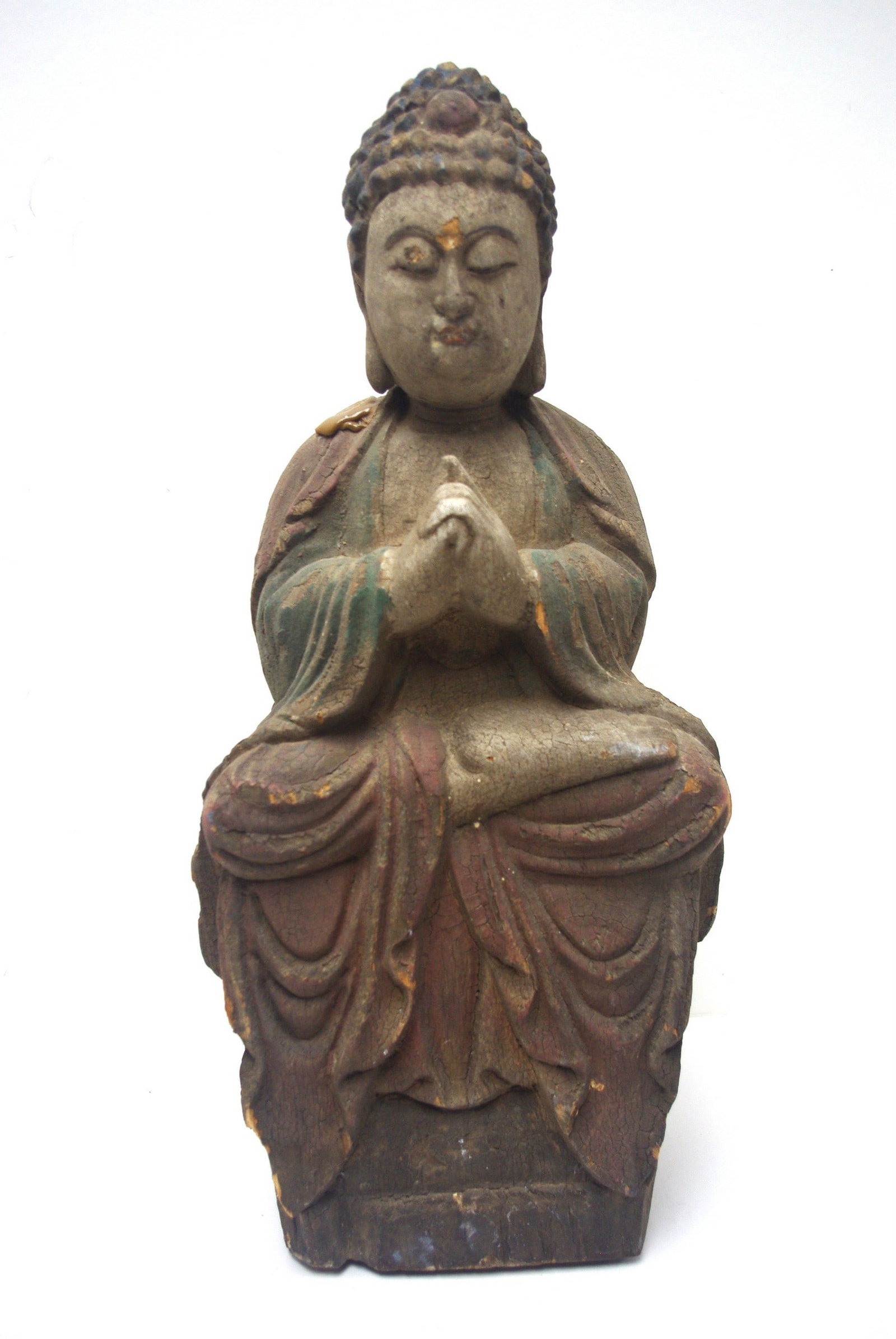 Carved Wooden Seated Buddha Sculpture (1 of 6)