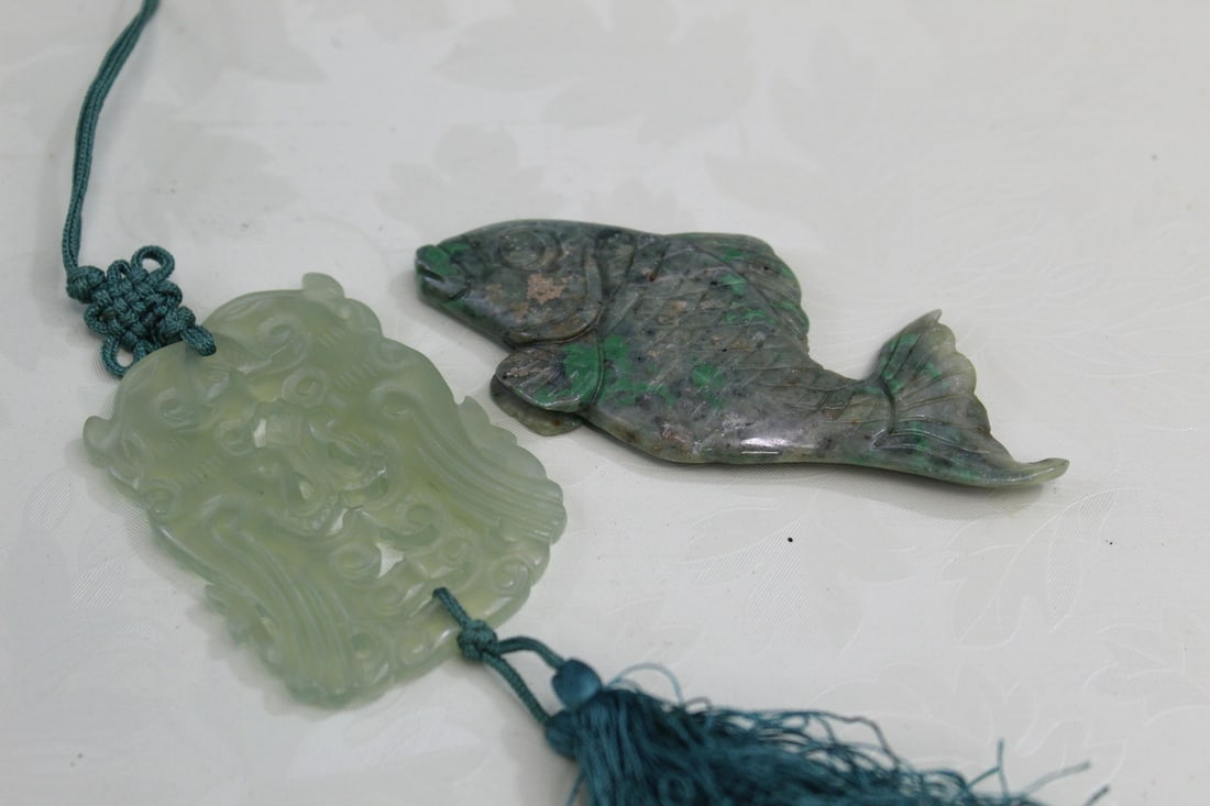 Two Chinese Carved Stone Pendants (1 of 5)