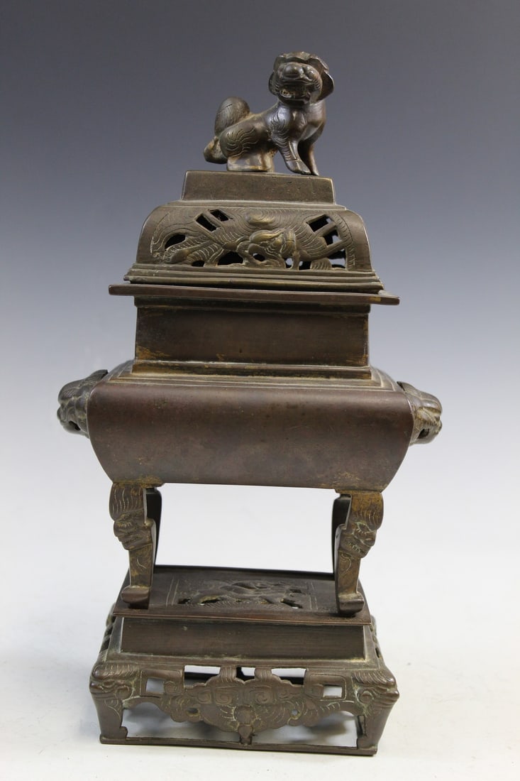 Chinese bronze incense burner (1 of 9)