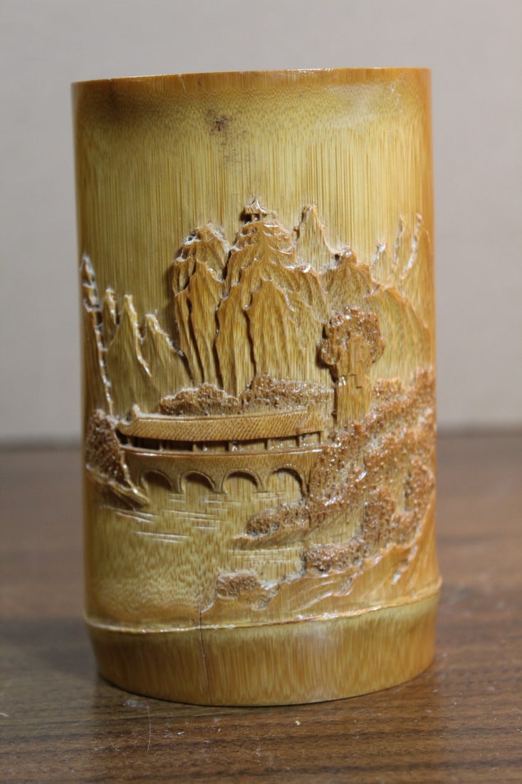 Chinese Carved Bamboo Brush Pot (1 of 7)