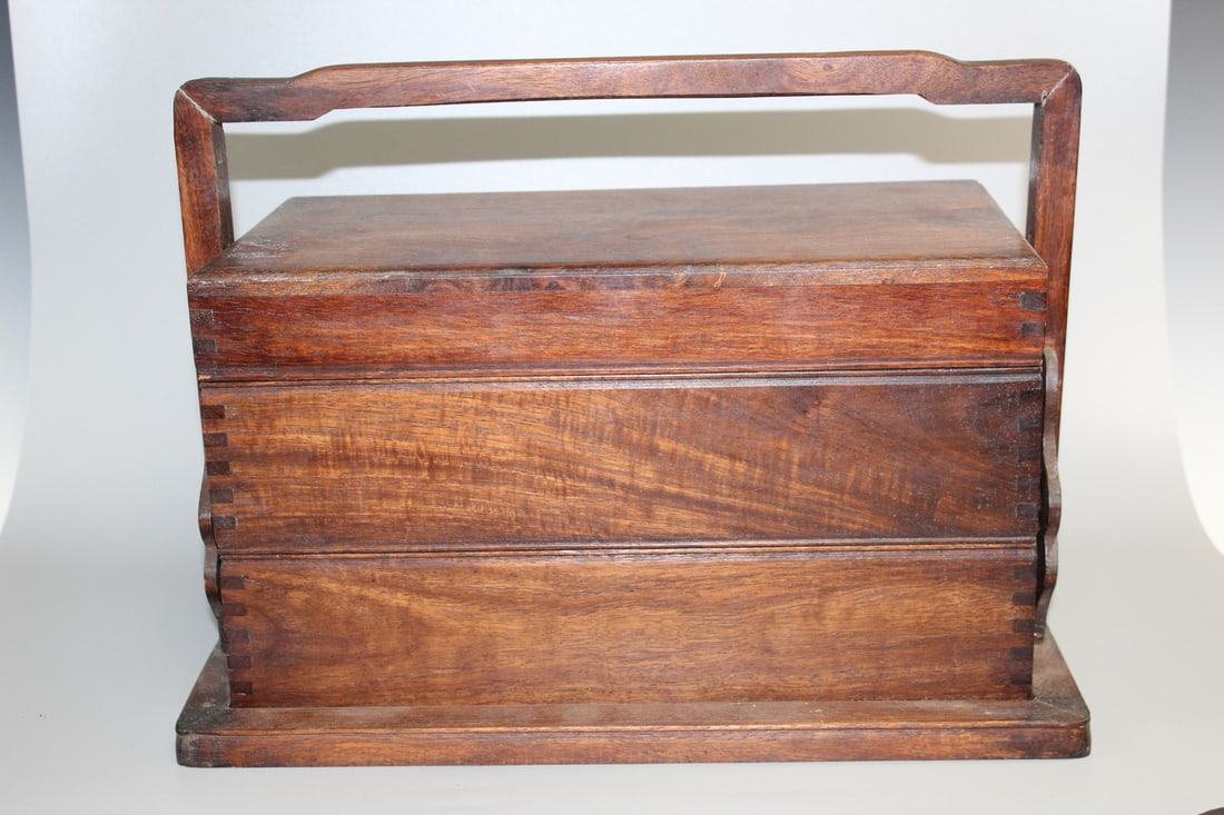 Chinese three tier wood box (1 of 9)