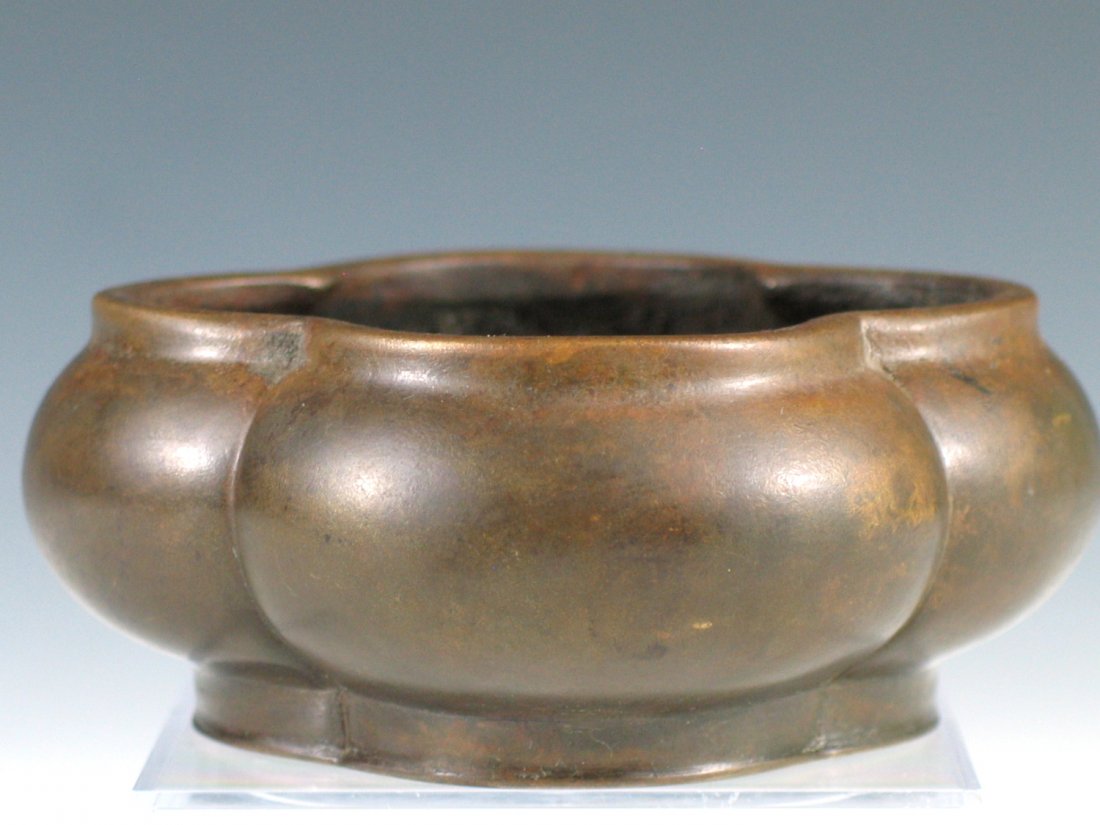 Chinese Bronze Incense Burner: Chinese Bronze Incense Burner, Marked. Diameter 12 cm. Ht 5 cm.