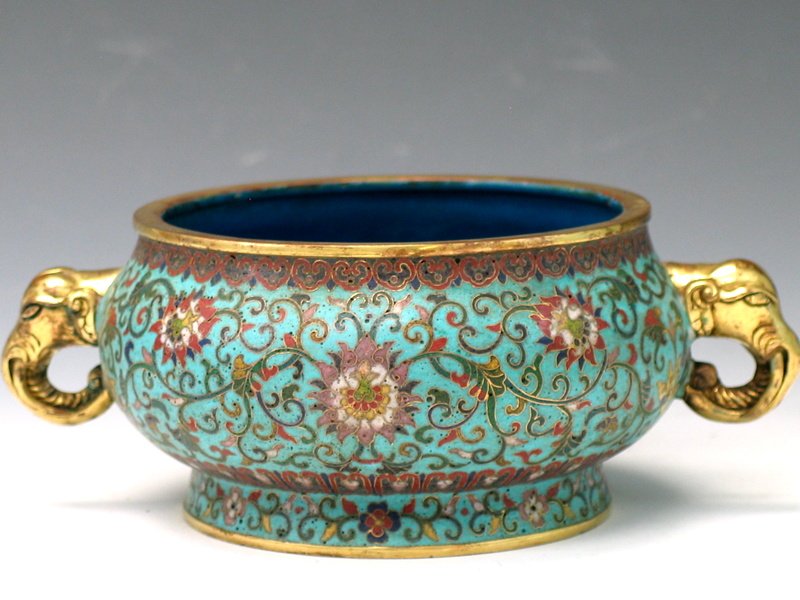 Chinese Cloisonne Censor, 19th Century. (1 of 5)