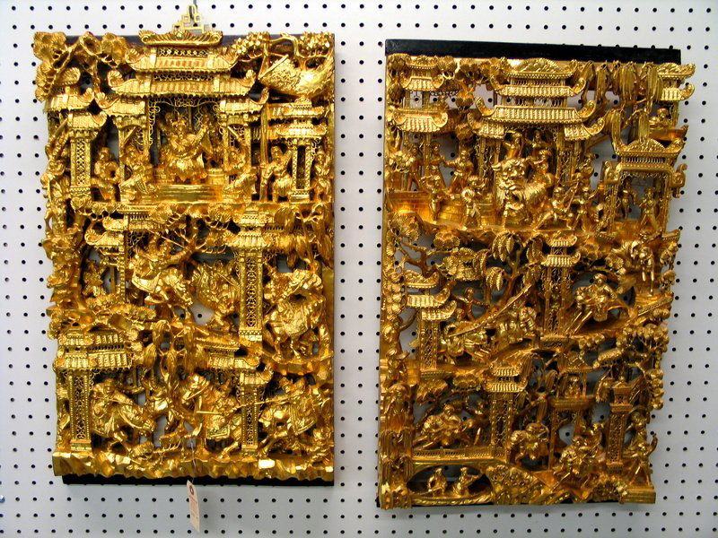 Pair of Chinese Carved Gilt Wood Panels (1 of 5)