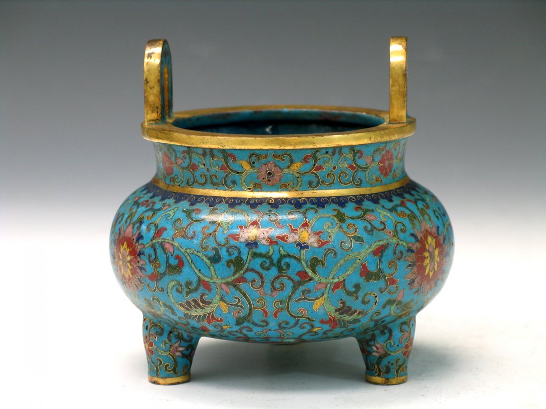 Chinese Cloisonne Incense Burner, Qianlong Mark. (1 of 5)