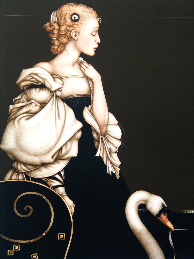 Beatrice Alone, Stone Lithograph, by Michael Parkes,: Beatrice Alone, Stone Lithograph, by Michael Parkes, Edition of 300, comes with certificate of authenticity. Image size 22 3/4 in X 17 3/4 in. Paper size 27 X 21 in.