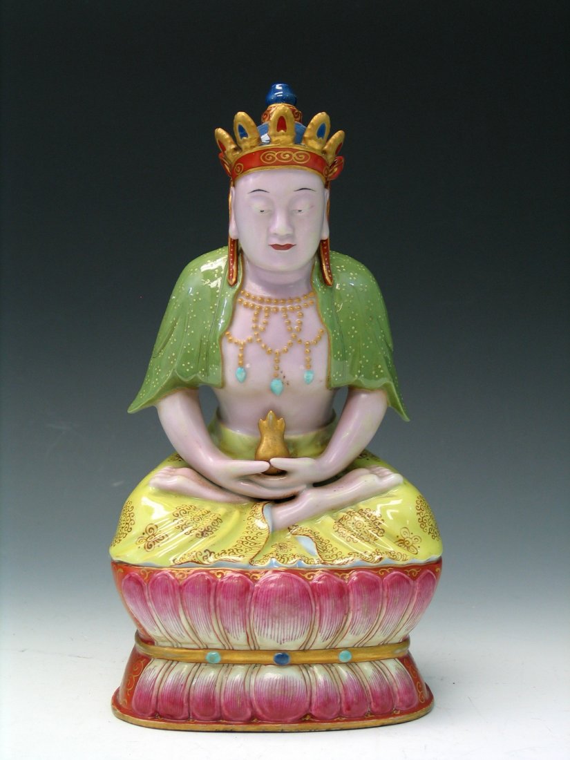 Chinese Famille Rose Porcelain Statue (1 of 5)