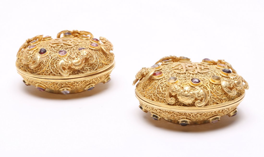 Pair of Chinese Gilt Boxes. (1 of 8)