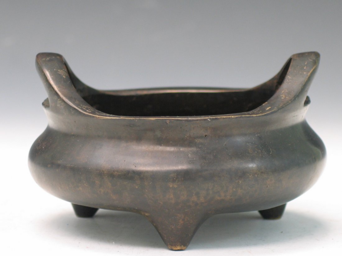 Chinese Bronze Incense Burner: Chinese Bronze Incense Burner. Ht 32 1/2 in. Diameter 5 in.