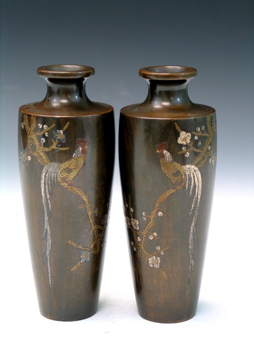 Two Japanese Bronze Vases. (1 of 3)
