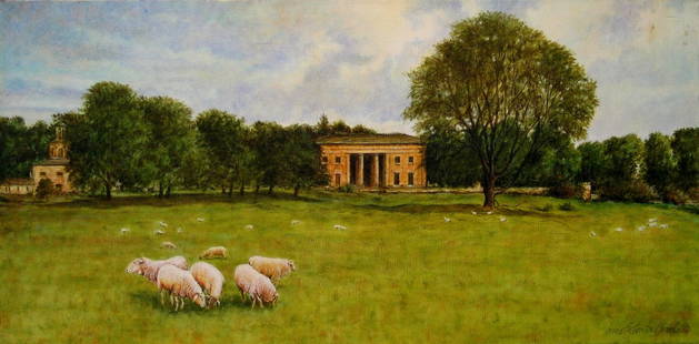 Antonio Carafelli, English Countryside, Acrylic on: Antonio Carafelli, English Countryside, Acrylic on canvas, signed lower right and verso. Size 12 X 24 inch.