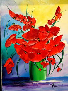 Fond Violet, by Monika Meunier, Artist Signed Original: Fond Violet, by Monika Meunier, Artist Signed Original Oil painting on canvas. Painting Size: 14" x 11", Framed size: 16" x 13".