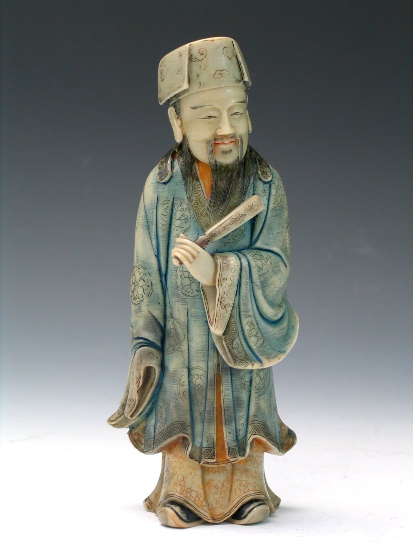 Chinese antique soapstone carving of an immortal.  H 21 (1 of 5)
