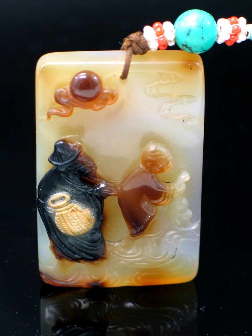 Chinese carved agate plaque. (1 of 2)