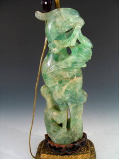 Chinese stone figure made into a lamp.: Chinese stone figure made into a lamp. Figure height 29 cm without stand.