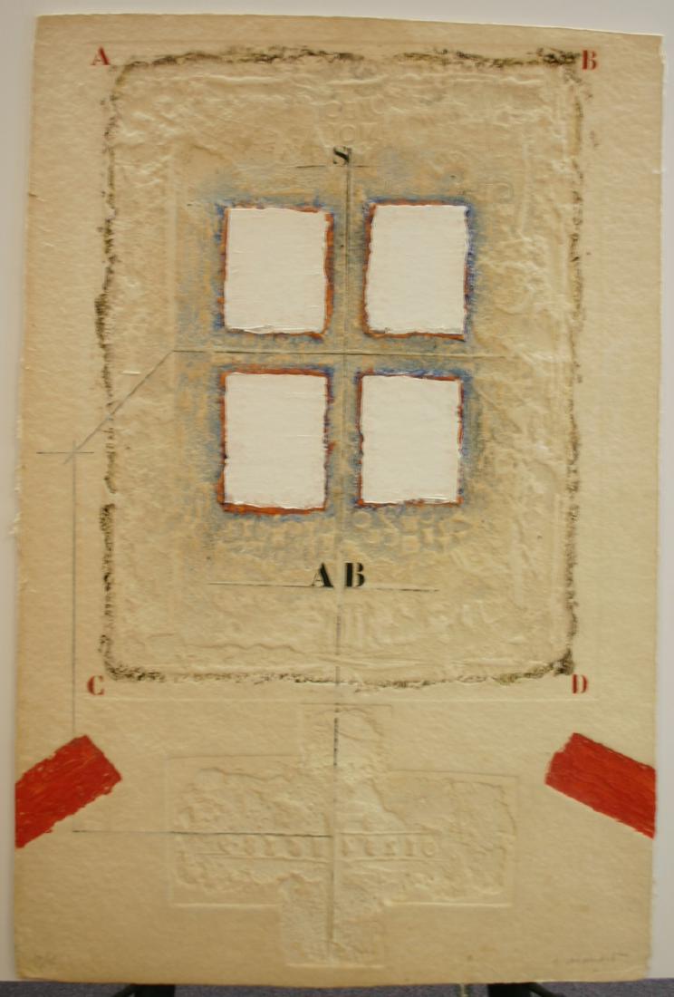 JAMES COIGNARD, Symetrie Blanche, Artist Signed Limited: JAMES COIGNARD, Symetrie Blanche, Artist Signed Limited Edition Gravure au Carborundum, Size is 39" tall by 25.75" wide