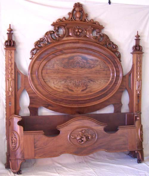 Victorian Bed Set 3 Pc.: King Size Rosewood Bed- Converted ($4,000) Mitchell and Ramelsburg w/crown 94"h Marble Top Dresser- 85h x 45w x 23d Marble Top Night stand- 31h x 34w x 21d