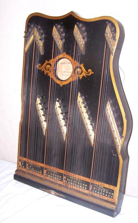 Zither by Regent No. 5: C.1900 Original Finish with Tuning Key and 60 Music Sheets