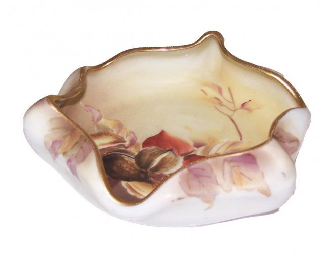 Hand Painted Nippon Bowl: Marked on bottom in very good condition. 2 1/2" H x 8" W x 8" D