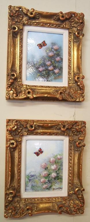 Pair of Enameled on Copper Paintings - David Kar: Signed David Karp 13" x 12 " overall.