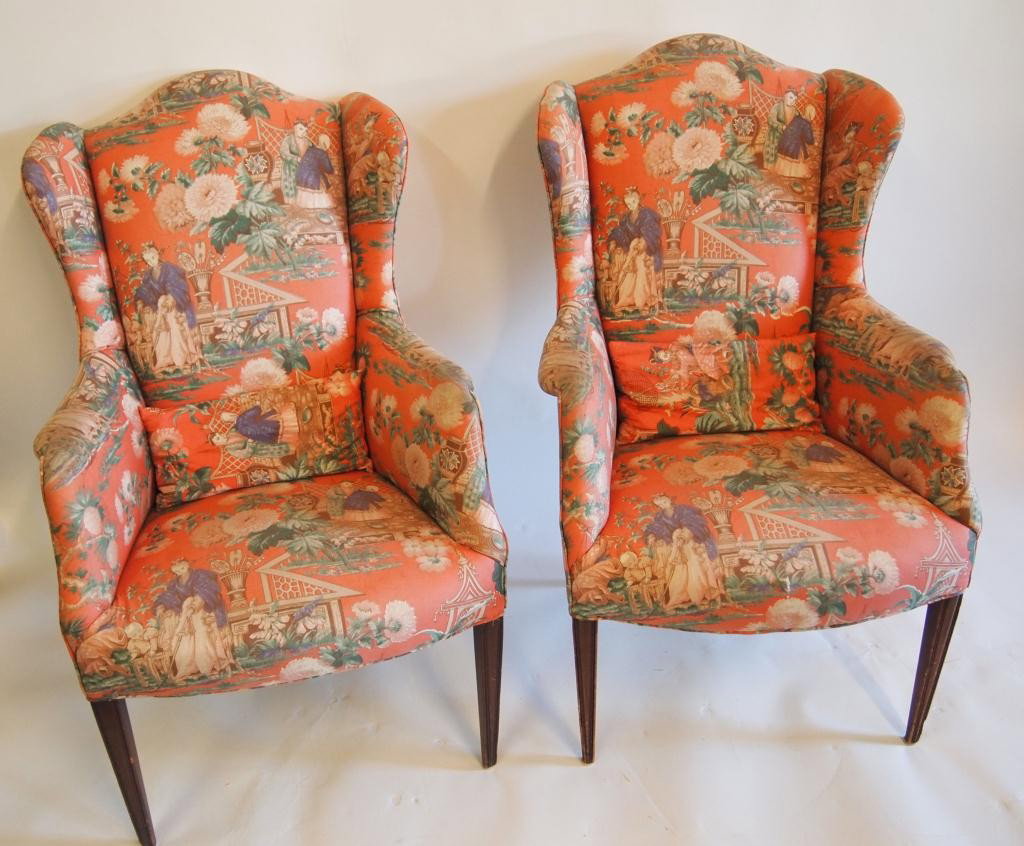 Pair of Upholstered Wingback Chairs: Pair of Upholstered Wingback Chairs