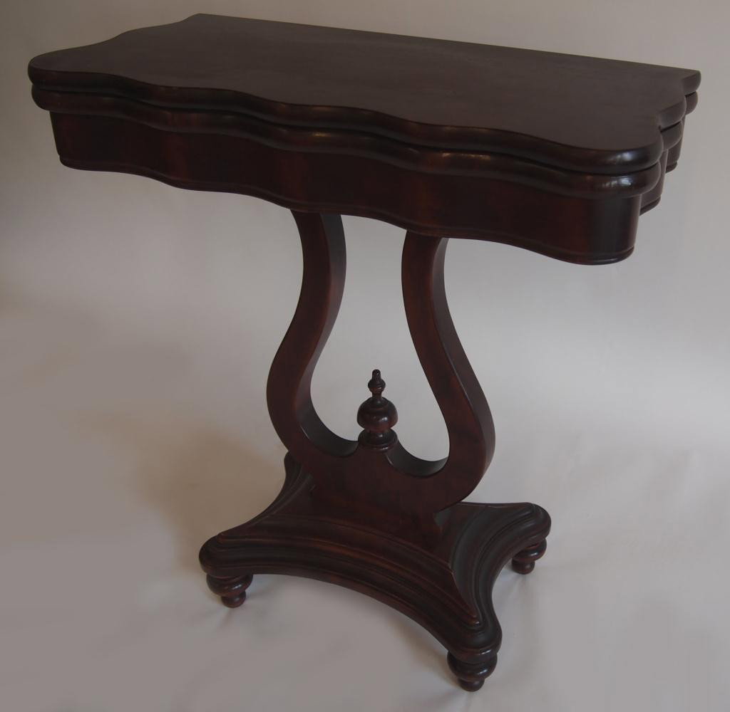 Sheraton Style Mahogany Game Table: c.1920 in very good condition 30h x 26w x 13d