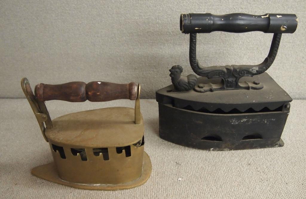 2 Vintage Sad Irons: 1800's Large: 10 x 9 Small: 7 x 8