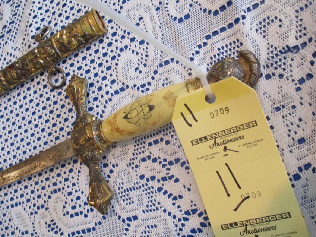 "Knights of Columbus" Lodge Sword, Bone Grip, Metal: "Knights of Columbus" Lodge Sword, Bone Grip, Metal Scabbard