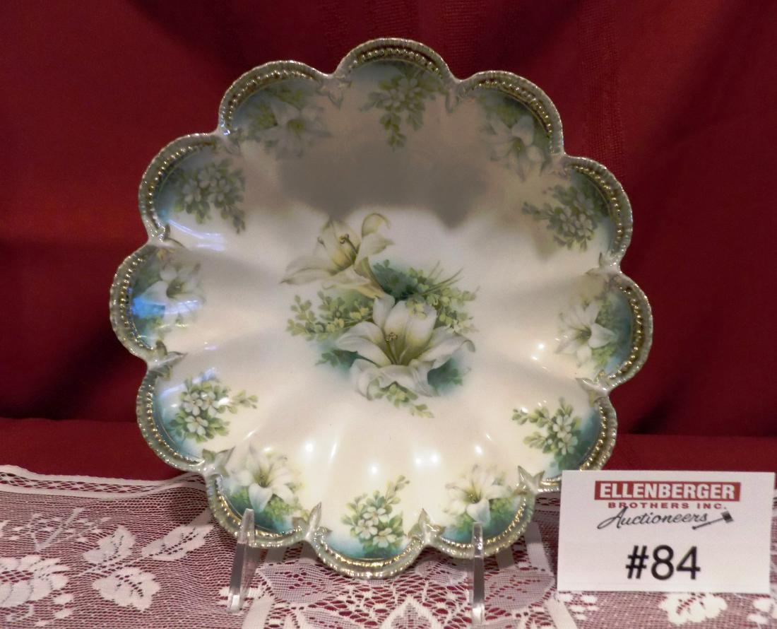 RS PRUSSIA - RED MARK: LILLY- SCALLOPED EDGE, 9" SMALL BOWL