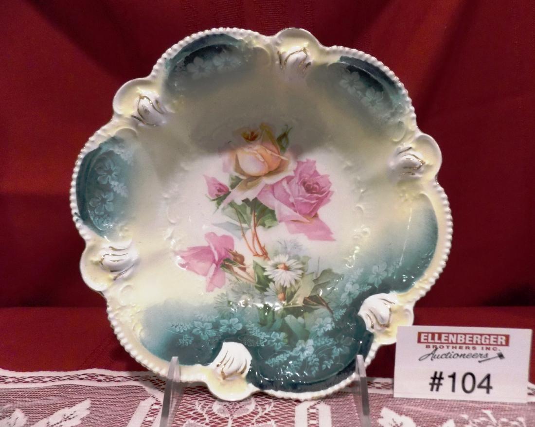 RS PRUSSIA - RED MARK: ROSES & DAISIES, 10" BOWL