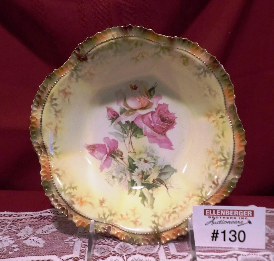 RS PRUSSIA - RED MARK: ROSES & DAISIES, 11" BOWL