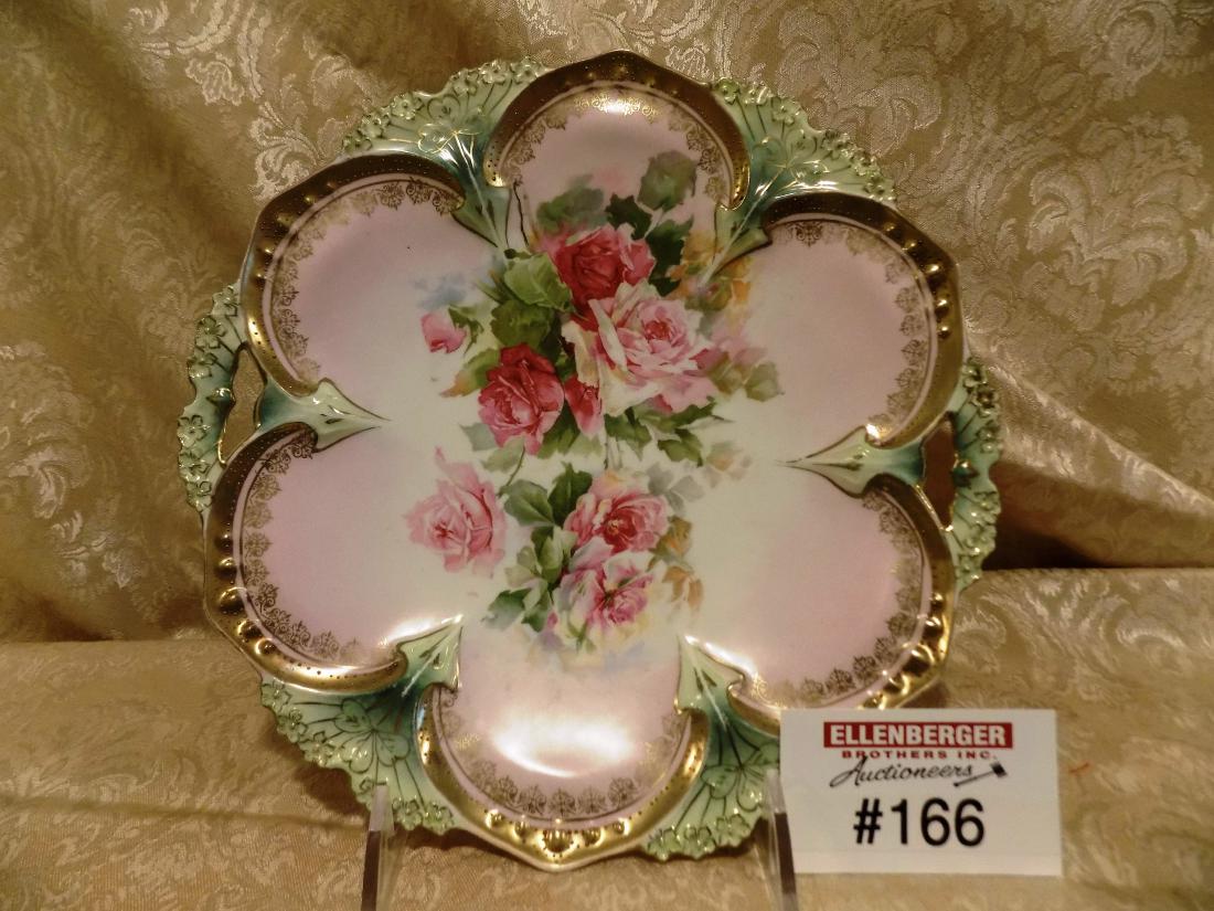 RS PRUSSIA - RED MARK: ROSES W/6-DOME MOLD, 11" CAKE PLATE