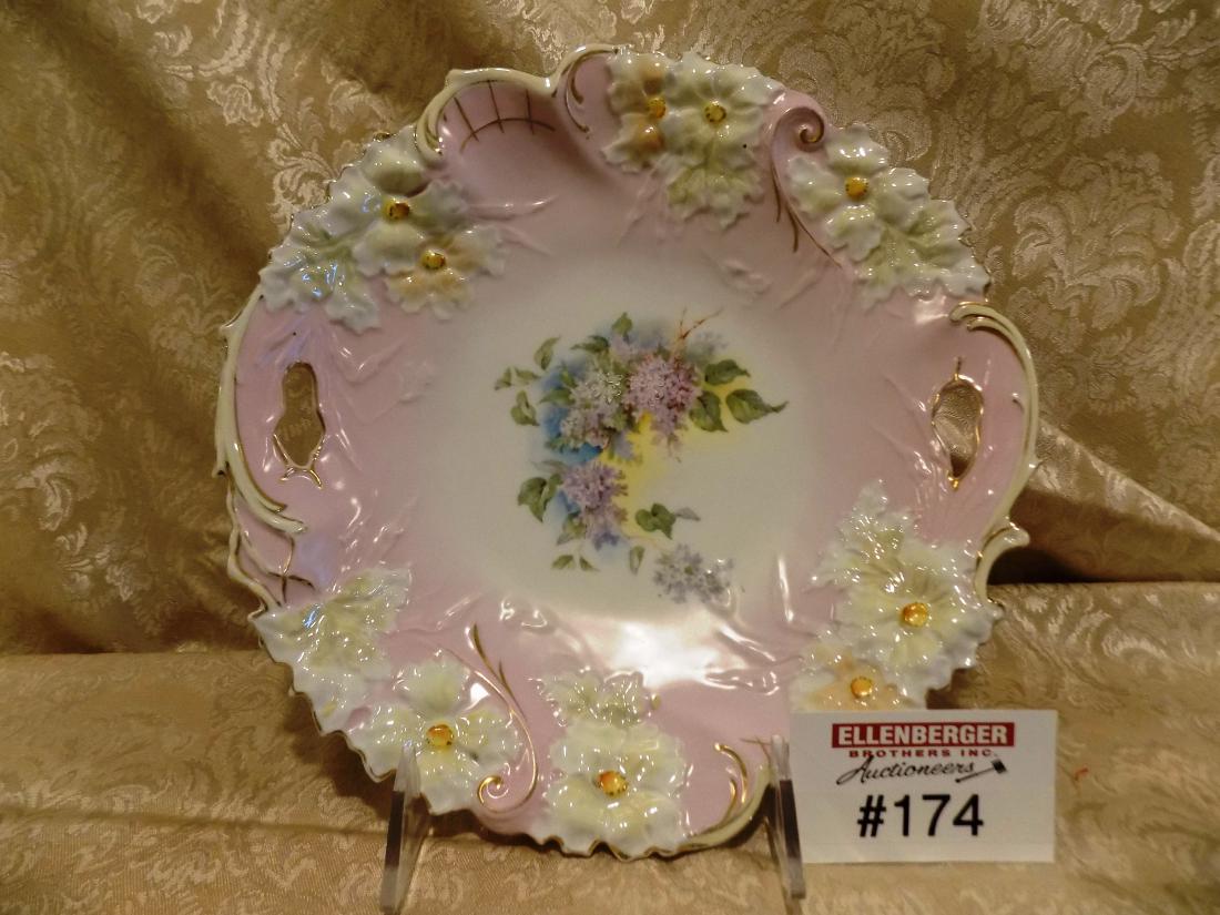 UNSIGNED - NO MARK: LILAC W/POPPY MOLD, 11-1/2" CAKE PLATE