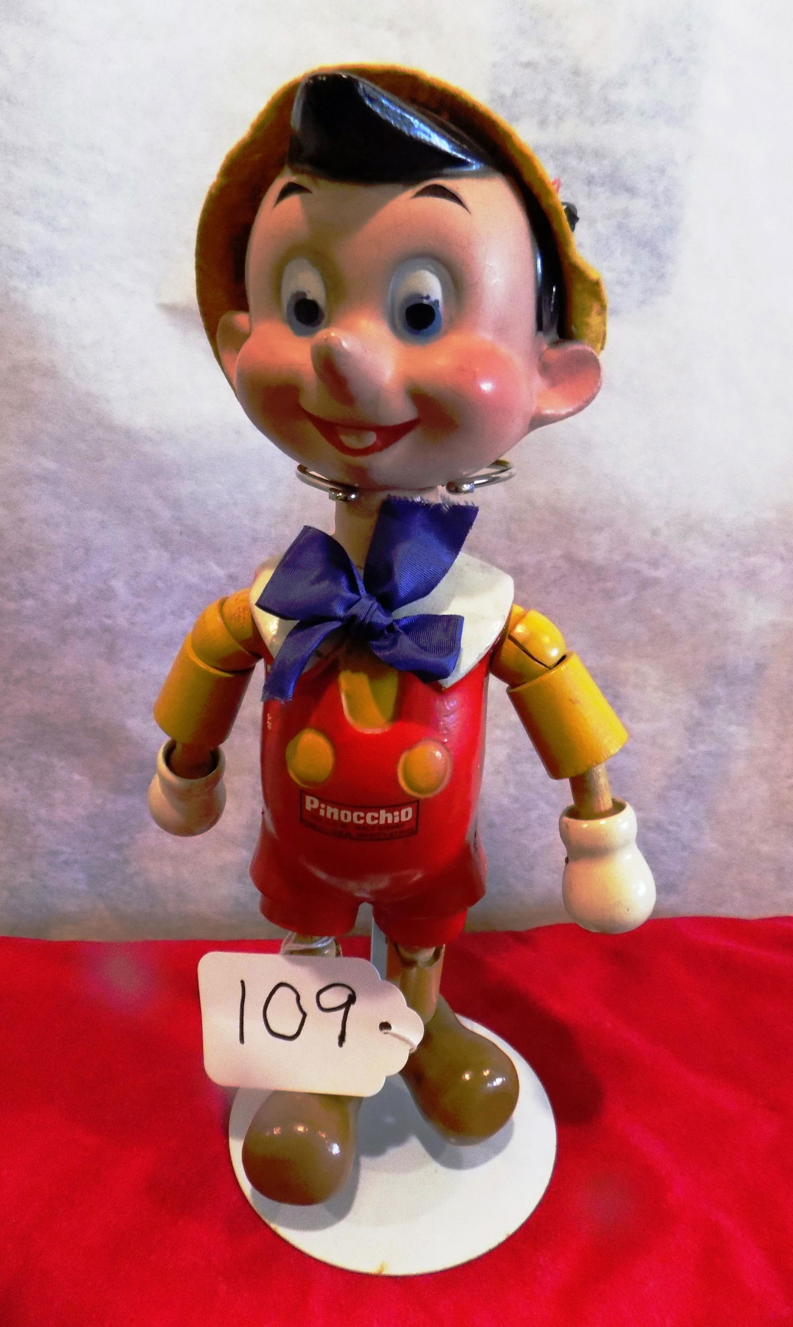 Doll: Pinocchio Wood Doll, Walt Disney 1940, Jointed Ideal Novelty Toy