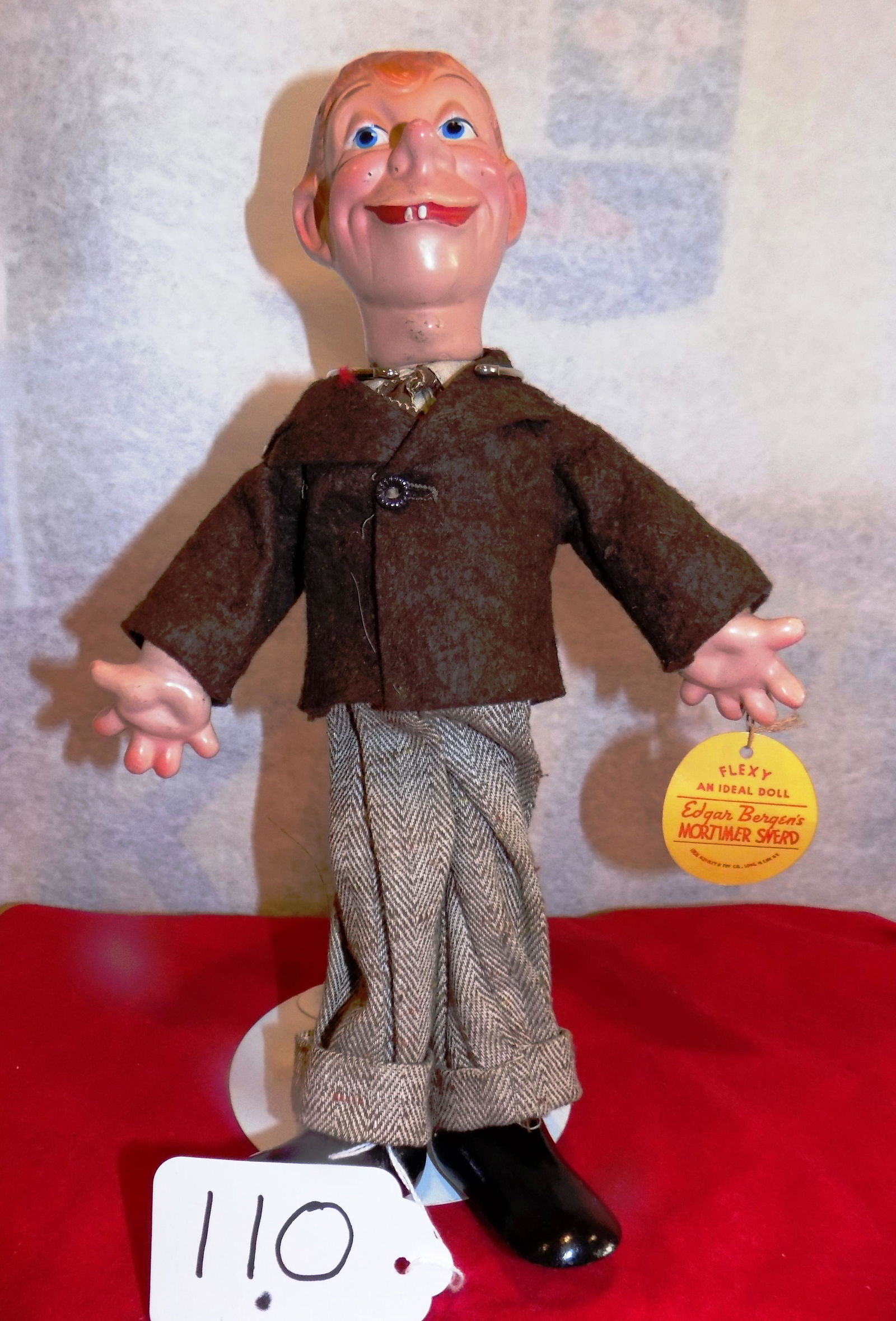 Doll: Old Vintage IDEAL Mortimer Snerd, Friend of charlie McCarthy Floxy Doll Composition