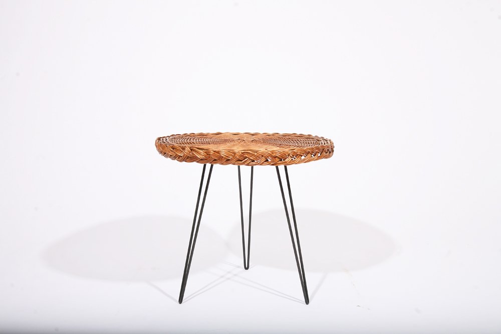 French 1950, Rattan Small Table, c. 1950 (1 of 8)