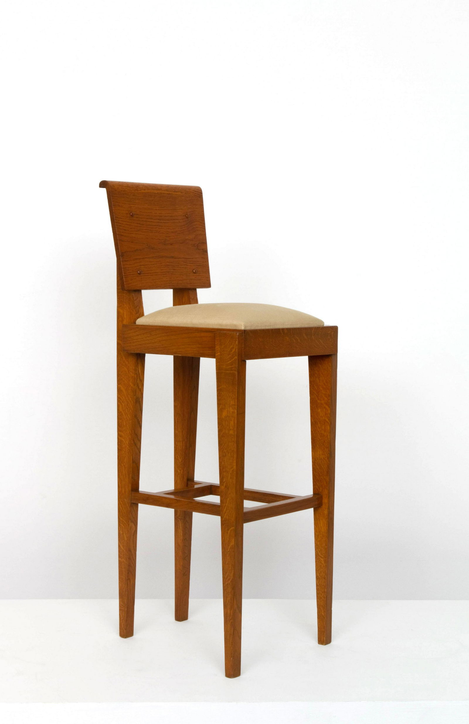 Andre Sornay - High chair: Andre Sornay High chair, c.1930 Wood and glossed linen 42H x 14W x 15.5D inches / 106.7H x 35.6W x 39.4D cm
