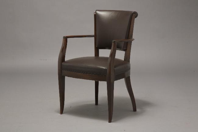 Christian Krass - Chair: Christian Krass Chair, c.1930 Wood and black leather 34.75H x 24.25W x 20D inches / 88.3H x 61.6W x 50.8D cm