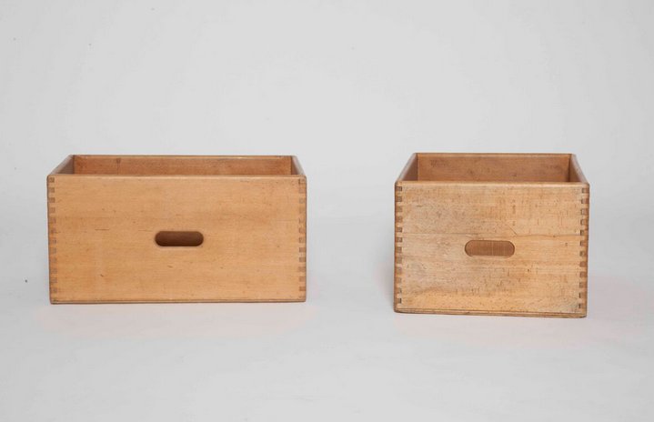 In the style of Le Corbusier - Pair of LC14 crates: In the style of Le Corbusier Pair of LC14 crates, c.1950 Wood 10.75H x 19.5W x 14D inches / 27.3H x 49.5W x 35.6D cm