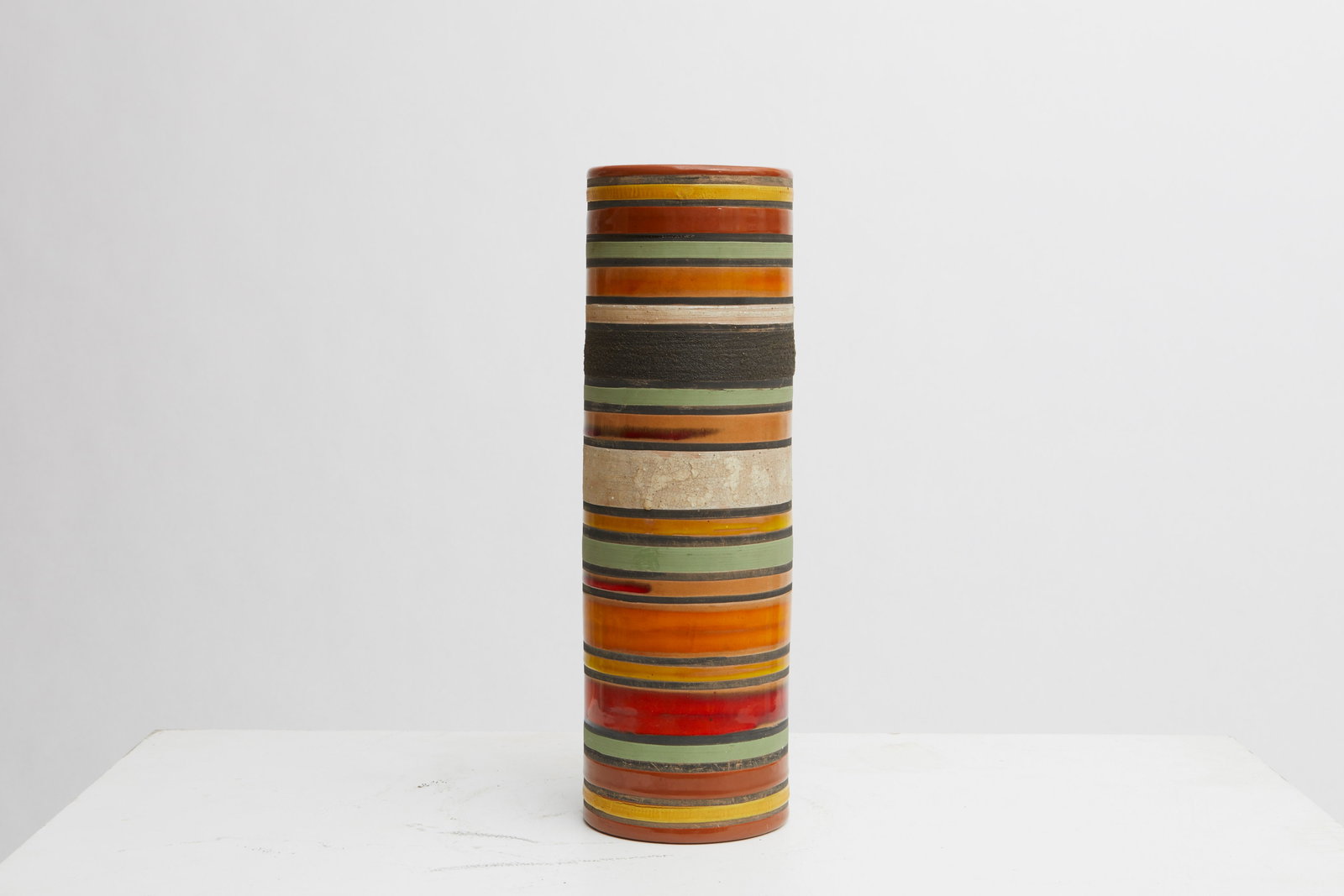 Aldo Londi for Bitossi Ceramics, "Rocchetto" vase for Bitossi Raymor, c.1950: Aldo Londi for Bitossi Ceramics, "Rocchetto" vase for Bitossi Raymor, c.1950, Glazed ceramic, 14H x 4.5Dia inches, 35.6H x 11.4Dia cm, Signed, Unique piece, Original work of art.