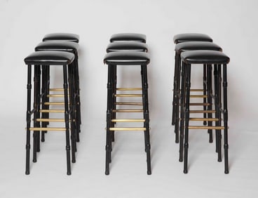 Jacques Adnet, Set of 2 Bar Stools, c. 1950