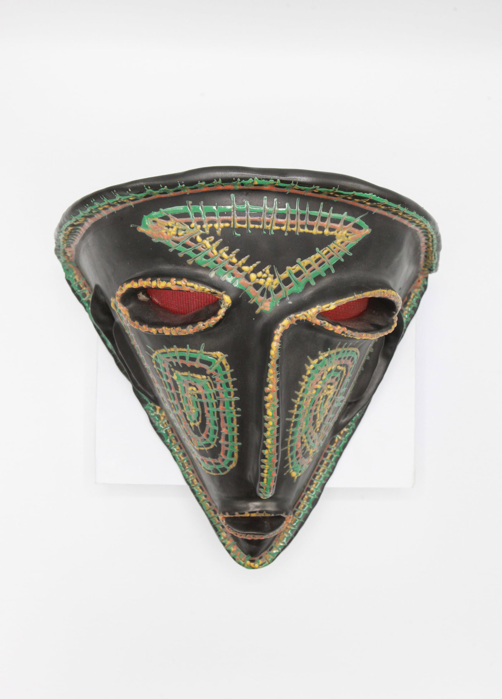 Accolay Large Mask, c. 1950: Accolay Large Mask, c. 1950. This large ceramic mask by Accolay, created circa 1950, is a striking example of mid-century French ceramic art. The piece features a bold, sculptural design with expressi