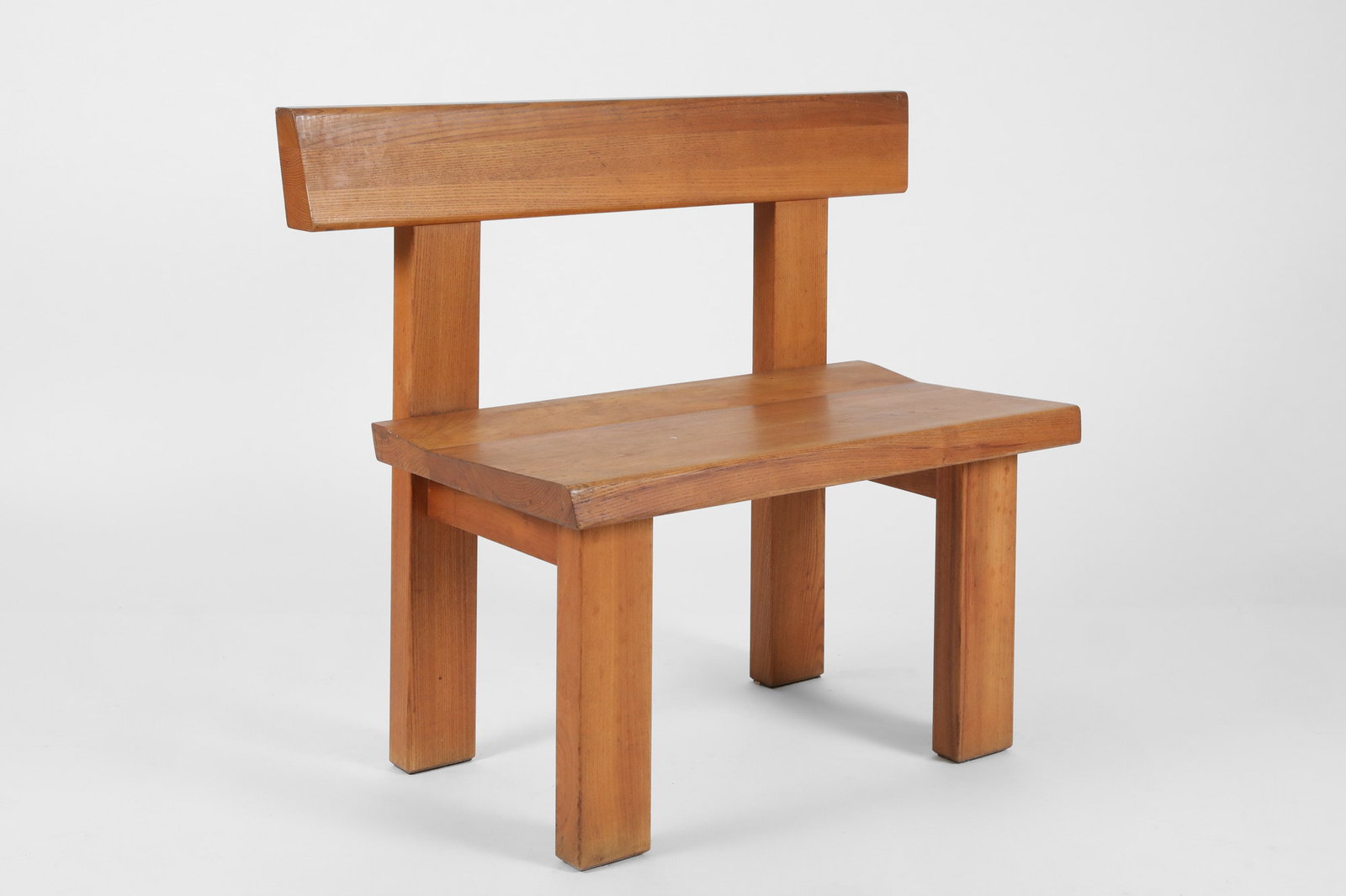 Pierre Chapo, S35F Bench, c.1970: Pierre Chapo, (1927-1987). Bench S35F, c.1970. Elm. 33H x 39.5W x 19D inches. 83.8 x 100.3 x 48.3 cm. S = 17.5H x 31.5W x 1.5D.