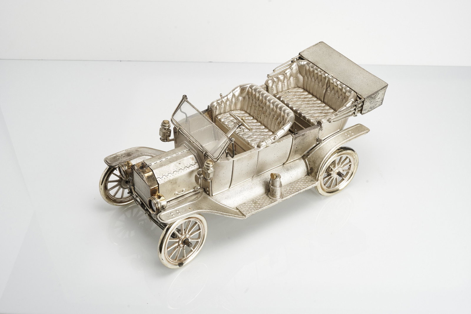 Cartier Sterling Silver Automobile Sculpture: Made in conjunction with Cartier for Ford Motor Company. Silver, gold. 50th anniversary of Ford Made in 1977/78
