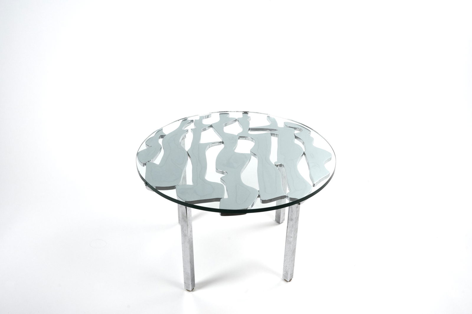 Ernest Trova Coffee Table: Silvered bronze. Signed and numbered.14.5" H x 24" D