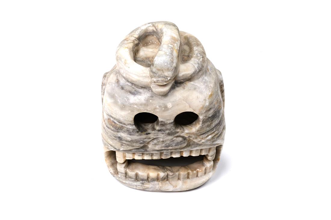 Carved Stone Folk Art Head with Snake (1 of 4)